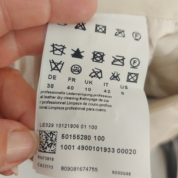 Boss Hugo Boss Lamb Leather Midi Skirt Size 8 Cream - Picture 4 of 5